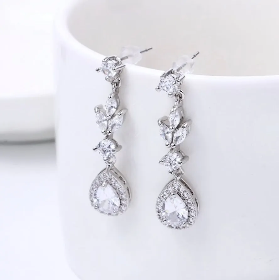 "Parker" - Cubic Zirconia Bridal Earrings - Available in Rose Gold, Silver and Yellow Gold