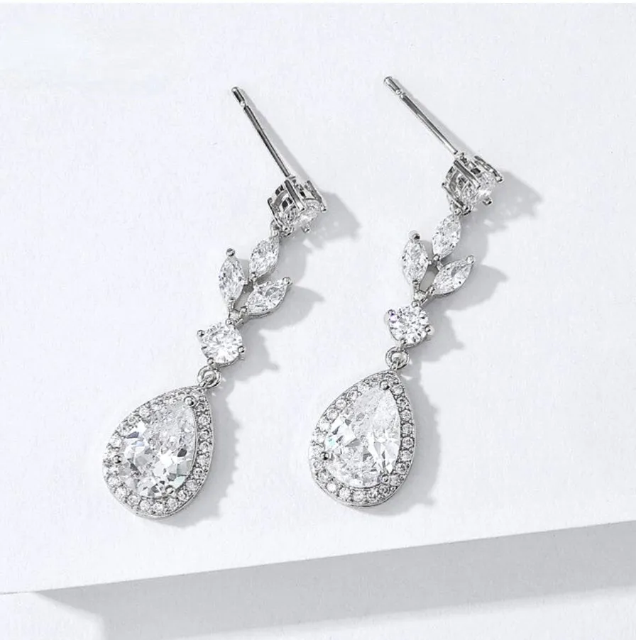 "Parker" - Cubic Zirconia Bridal Earrings - Available in Rose Gold, Silver and Yellow Gold