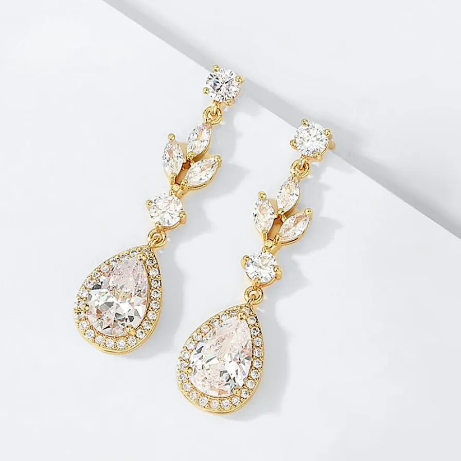 "Parker" - Cubic Zirconia Bridal Earrings - Available in Rose Gold, Silver and Yellow Gold