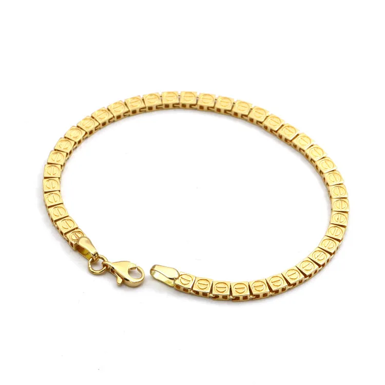 Real Gold GZCR Solid Square Chain Bracelet (17 C.M) - Model 0564 BR1735