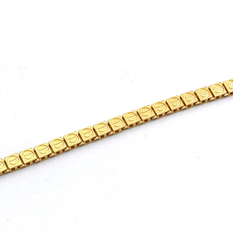 Real Gold GZCR Solid Square Chain Bracelet (17 C.M) - Model 0564 BR1735