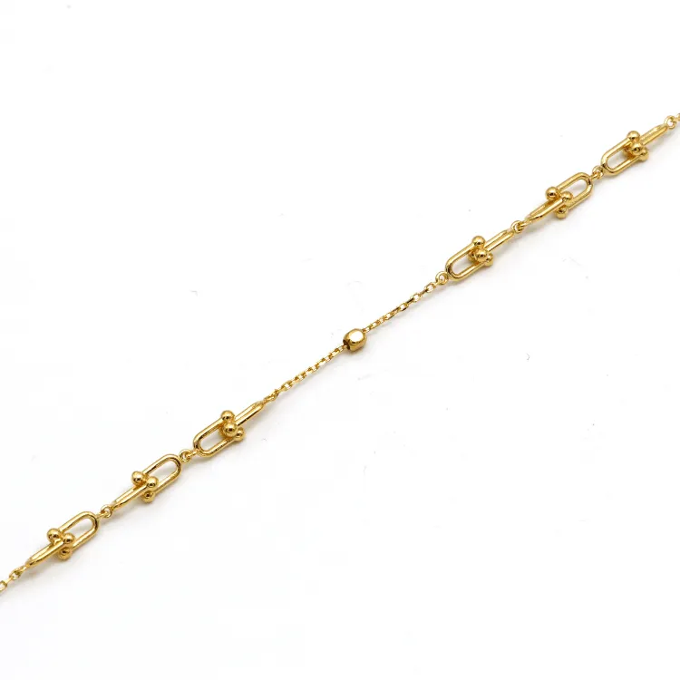 Real Gold Small GZTF with Square Beads Adjustable Size Bracelet 8877 BR1601