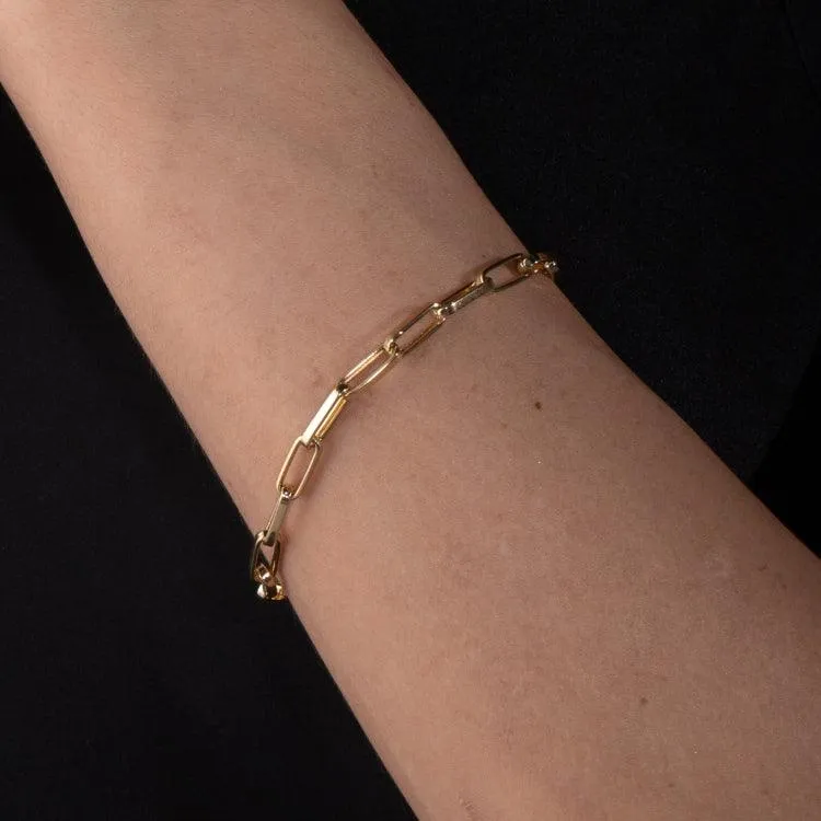 Real Gold Thick Link Paper Clip Solid Chain Bracelet CVB498 (20 C.M) BR1527