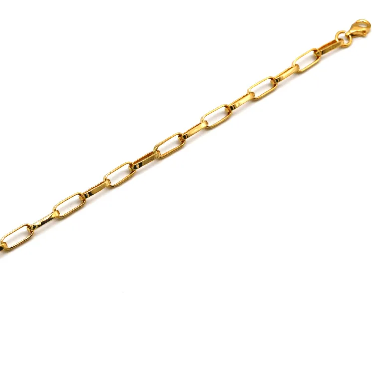 Real Gold Thick Link Paper Clip Solid Chain Bracelet CVB498 (20 C.M) BR1527