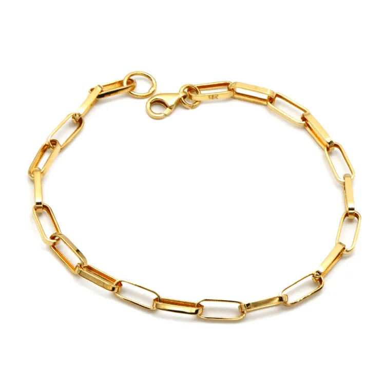 Real Gold Thick Link Paper Clip Solid Chain Bracelet CVB498 (20 C.M) BR1527