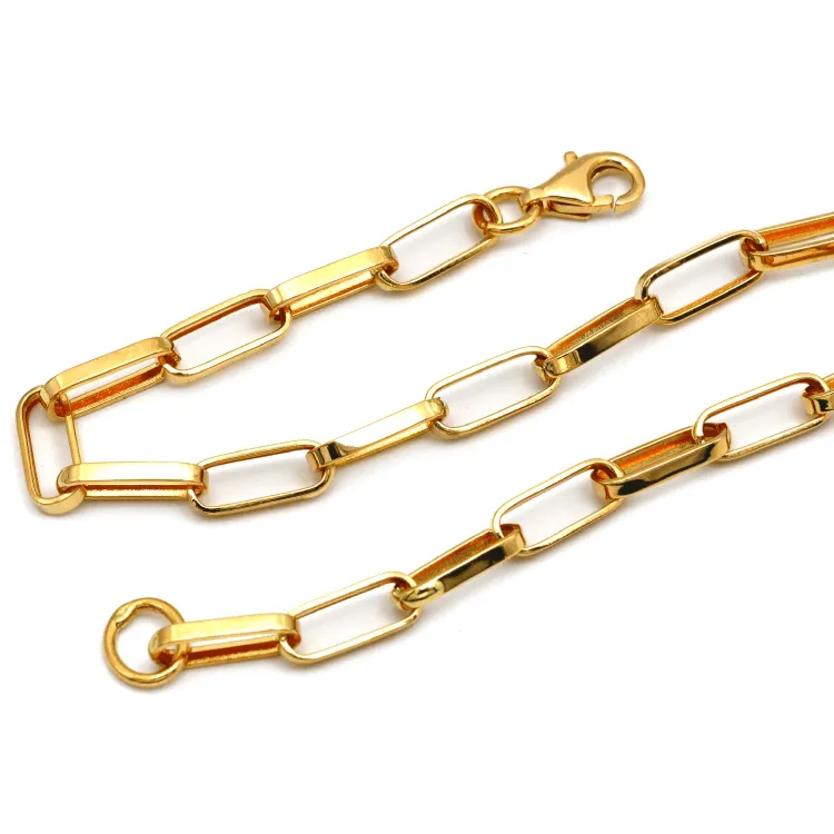 Real Gold Thick Link Paper Clip Solid Chain Bracelet CVB498 (20 C.M) BR1527