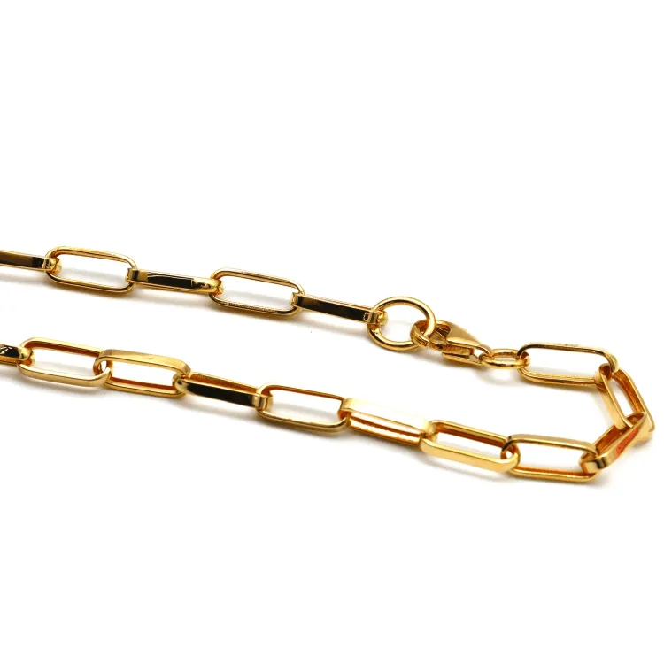 Real Gold Thick Link Paper Clip Solid Chain Bracelet CVB498 (20 C.M) BR1527