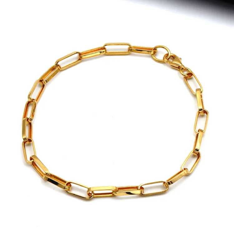 Real Gold Thick Link Paper Clip Solid Chain Bracelet CVB498 (20 C.M) BR1527