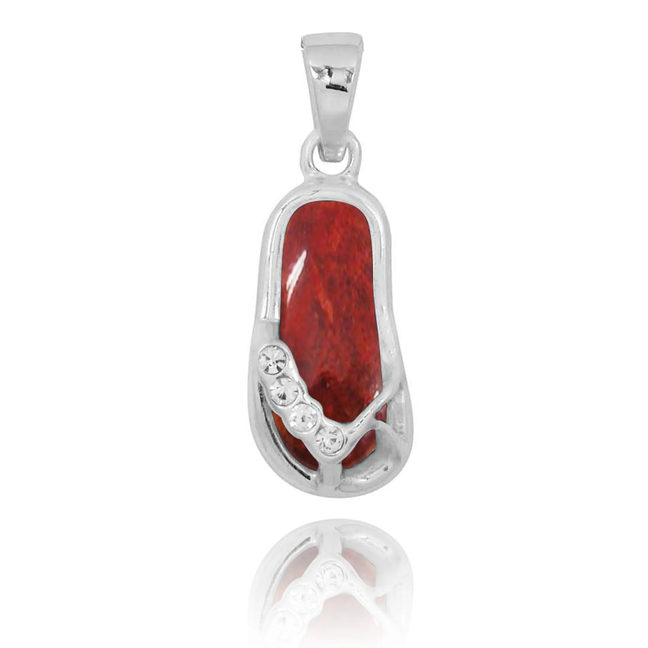 Red Coral Flip Flop Pendant Necklace