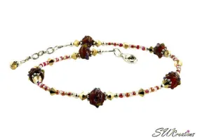 Red Sunset Crystal Beaded Anklet