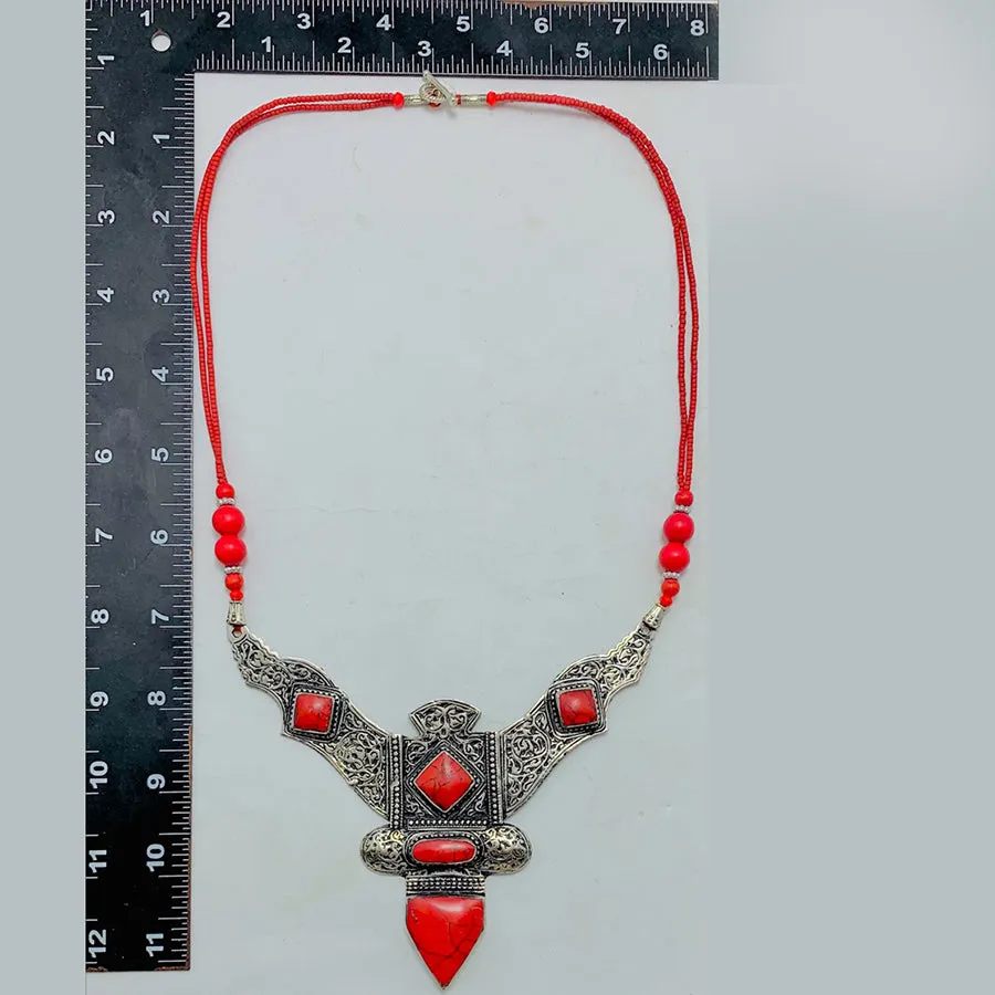 Red Tibetan Coral Gemstone Handmade Necklace