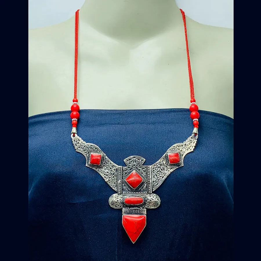 Red Tibetan Coral Gemstone Handmade Necklace