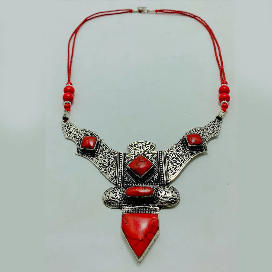 Red Tibetan Coral Gemstone Handmade Necklace