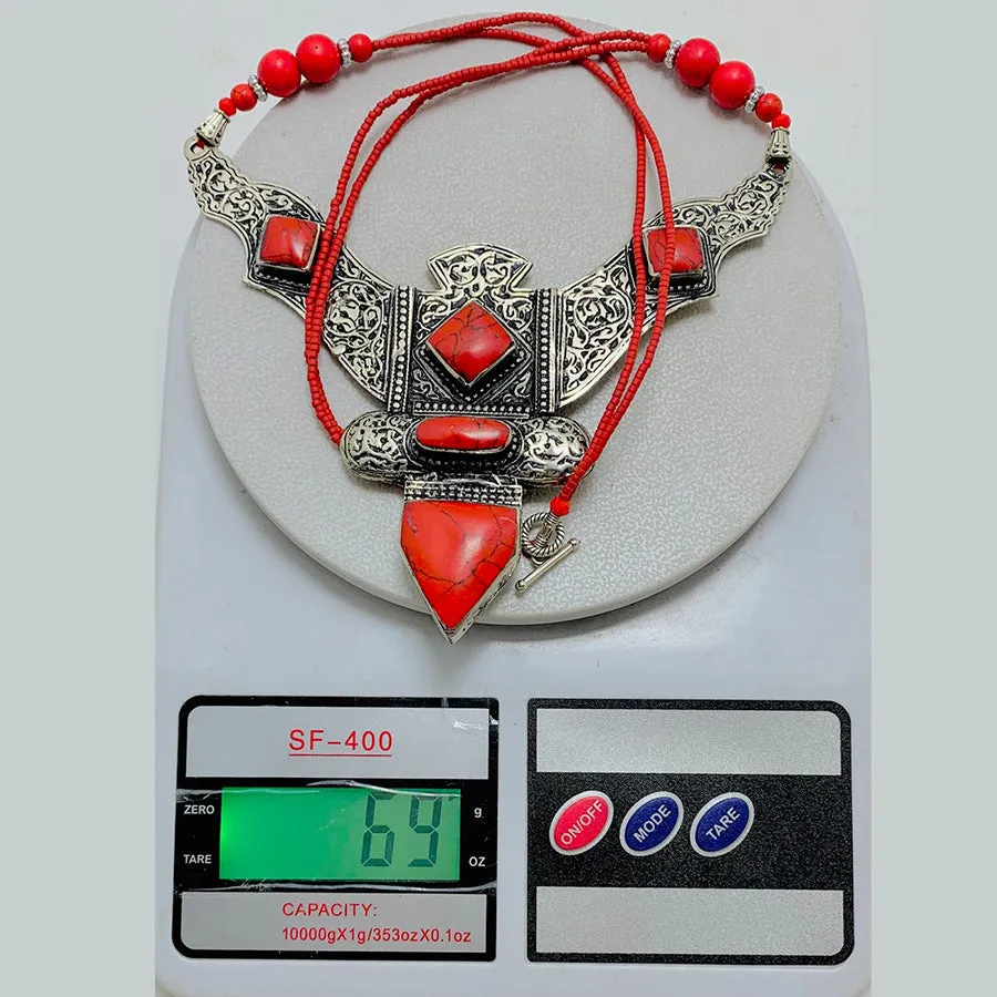 Red Tibetan Coral Gemstone Handmade Necklace