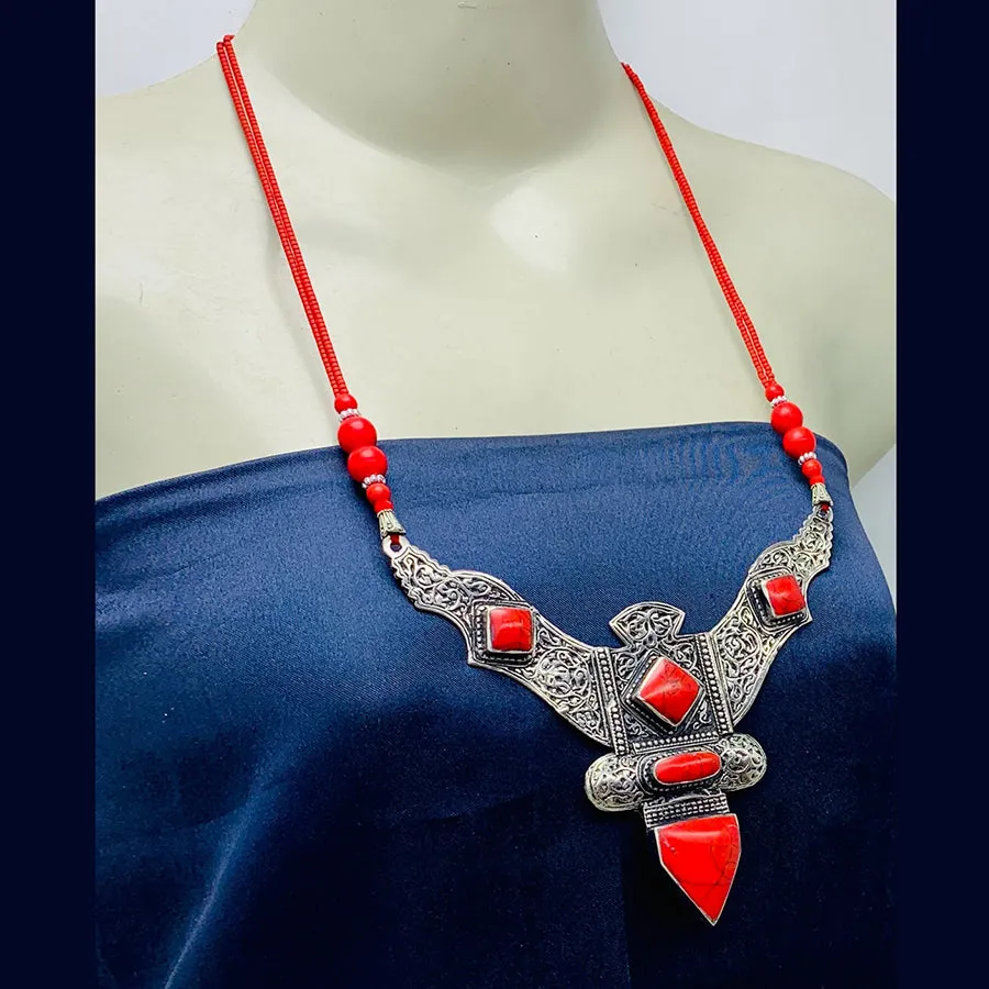 Red Tibetan Coral Gemstone Handmade Necklace