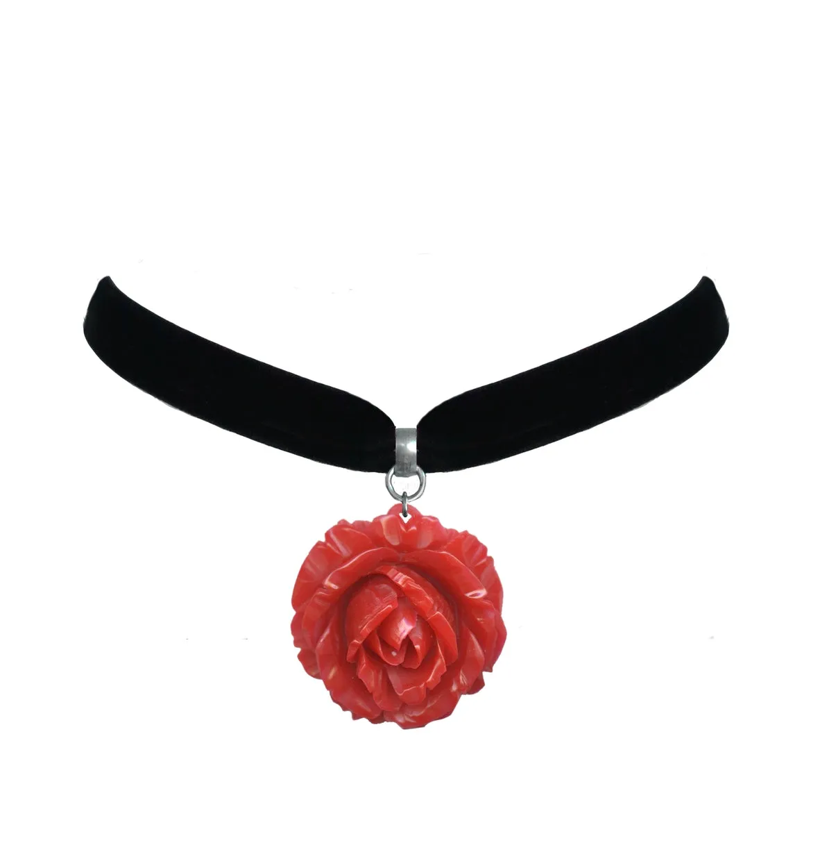 Retrolite Rose Choker Necklace in Red by Classic Hardware