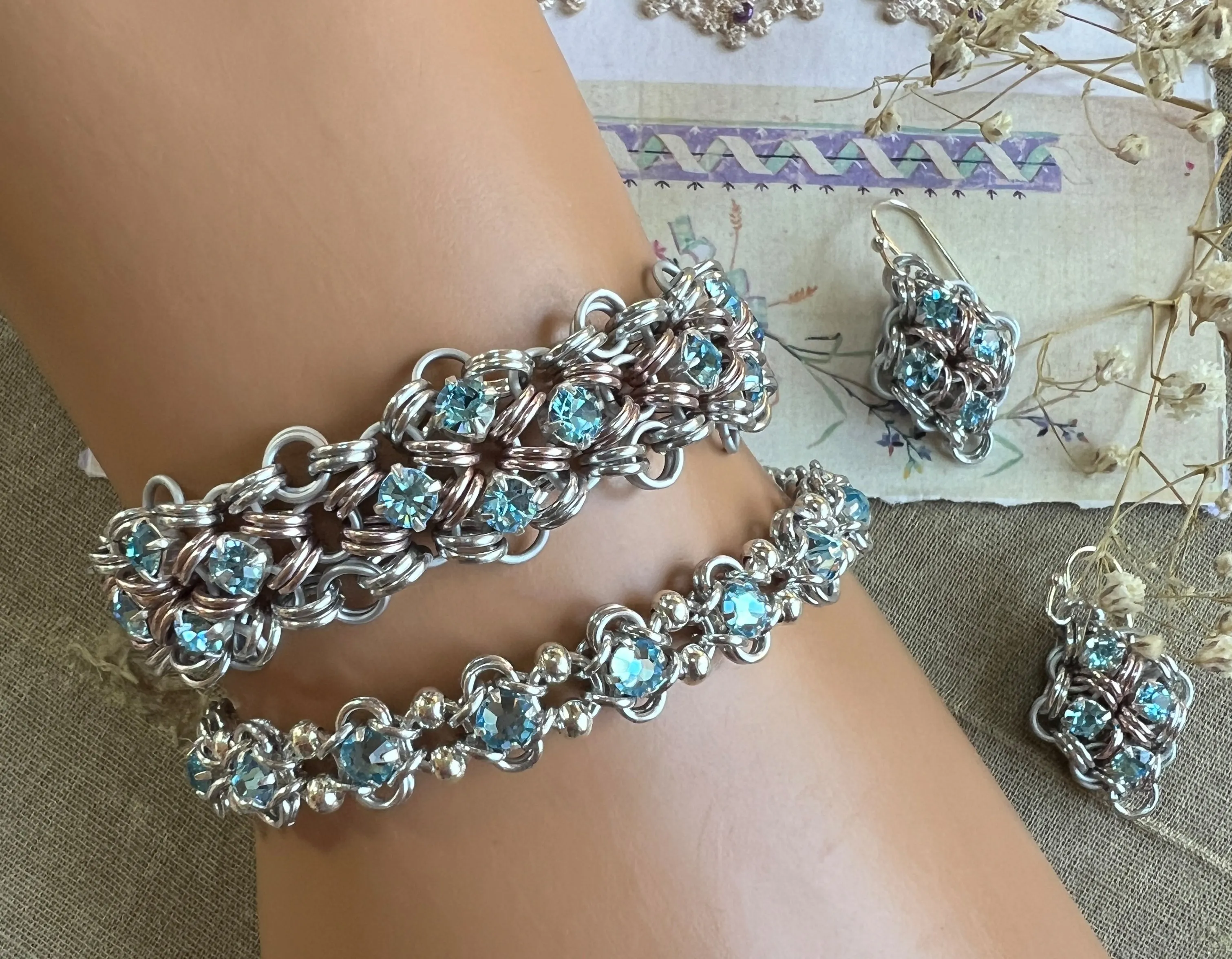 Reversible Rose Montee Beaded Bracelet PDF Tutorial & Video Class -no physical items included