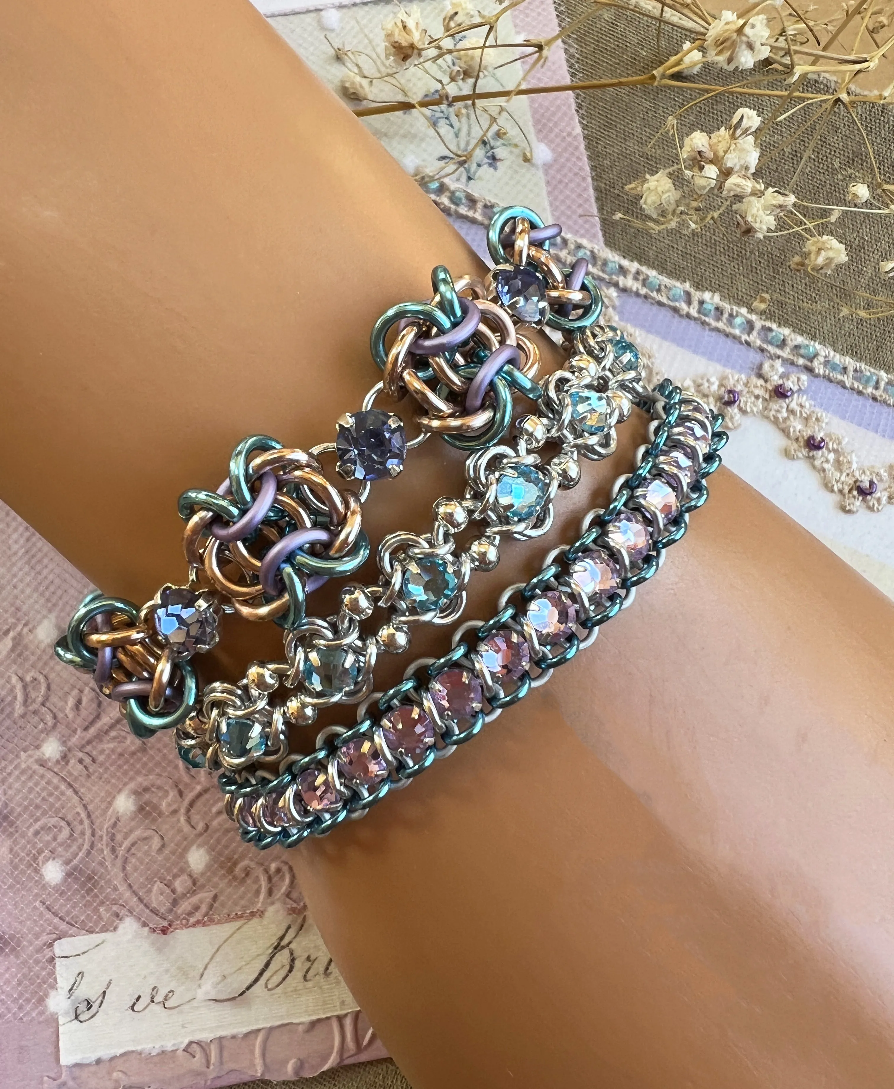 Reversible Rose Montee Beaded Bracelet PDF Tutorial & Video Class -no physical items included