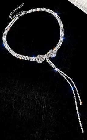 Rhinestone Bow Choker