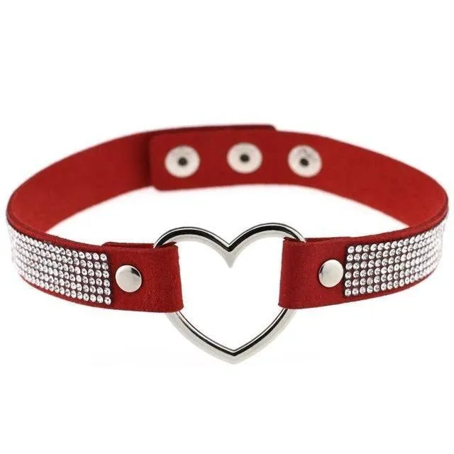 Rhinestone Heart Choker