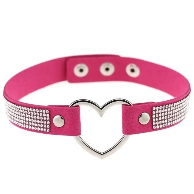 Rhinestone Heart Choker