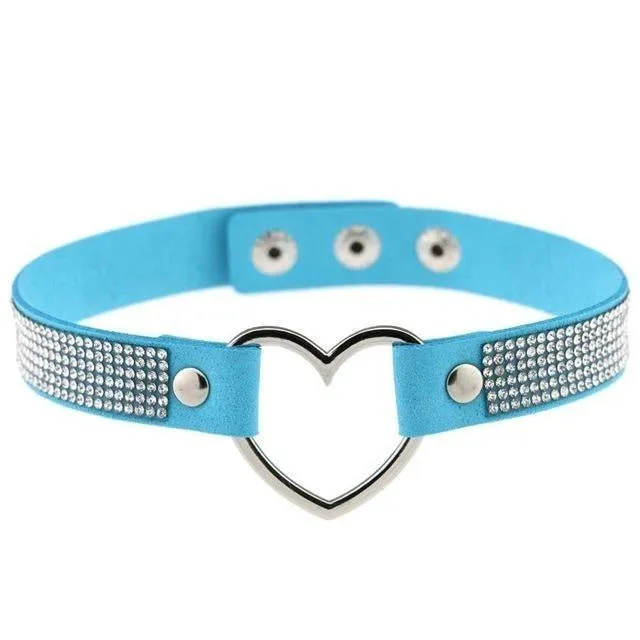 Rhinestone Heart Choker