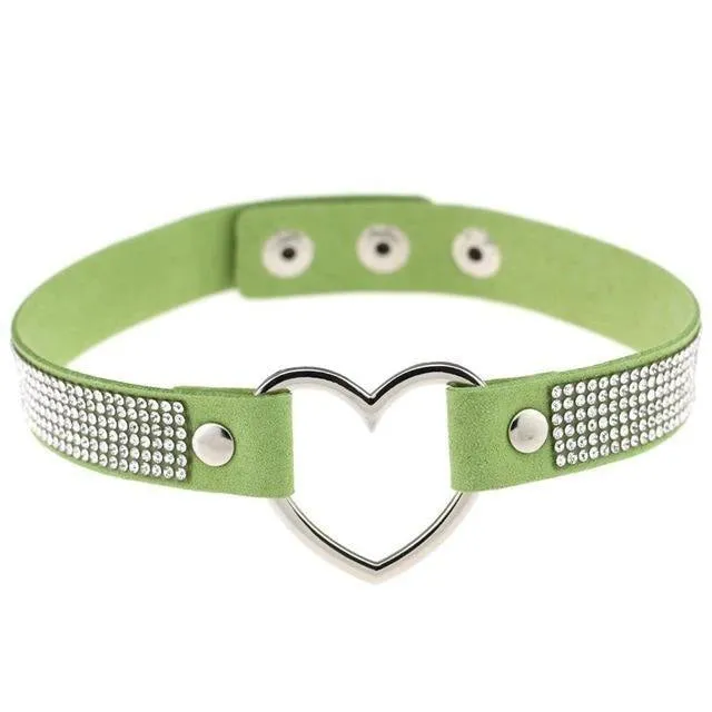 Rhinestone Heart Choker