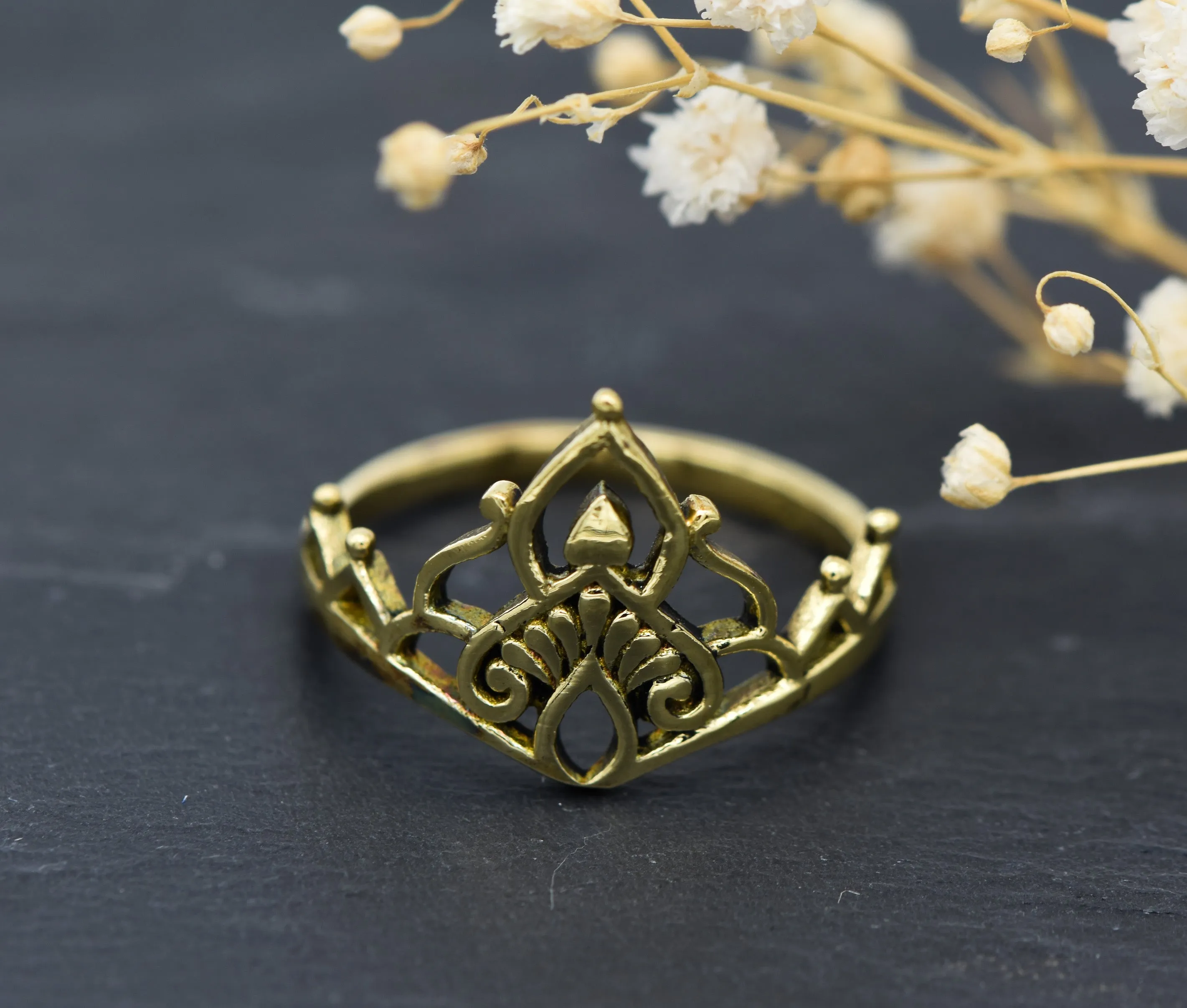 Ring Krone Tiara | Prinzessinnen Ring | Messing | Boho Schmuck