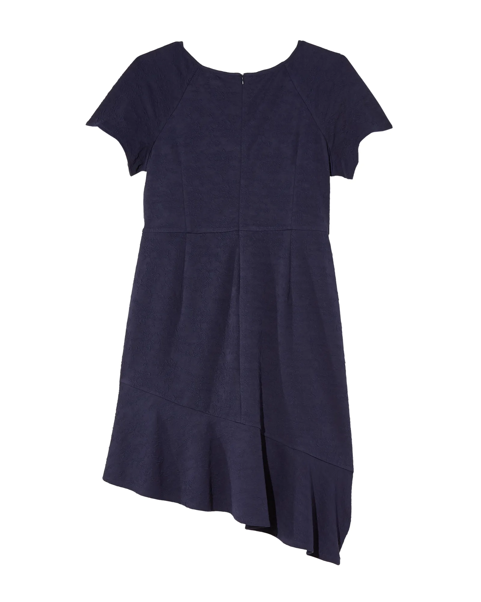 Robinia Short Sleeve Textured Asymmetrical Dress | Navy