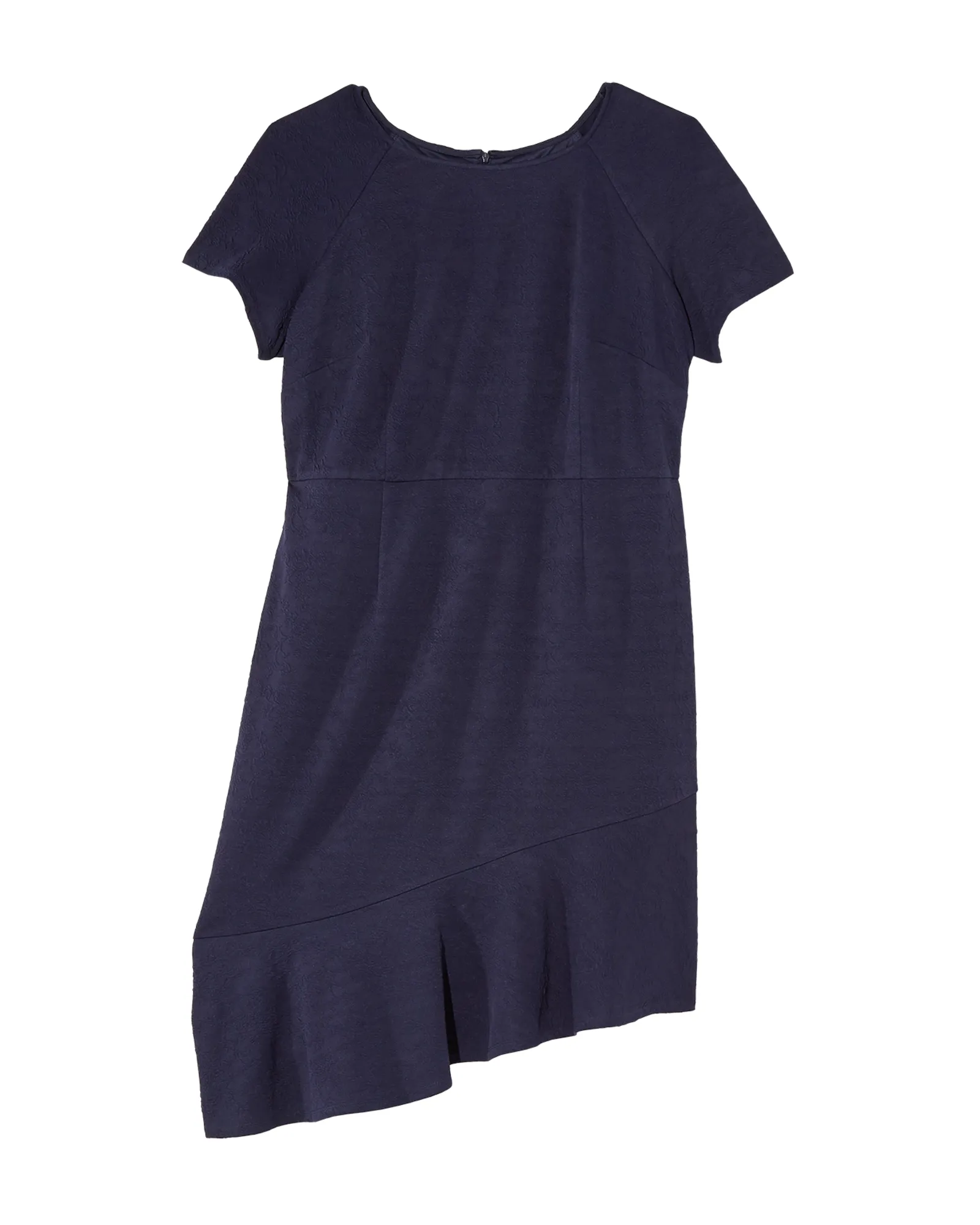 Robinia Short Sleeve Textured Asymmetrical Dress | Navy