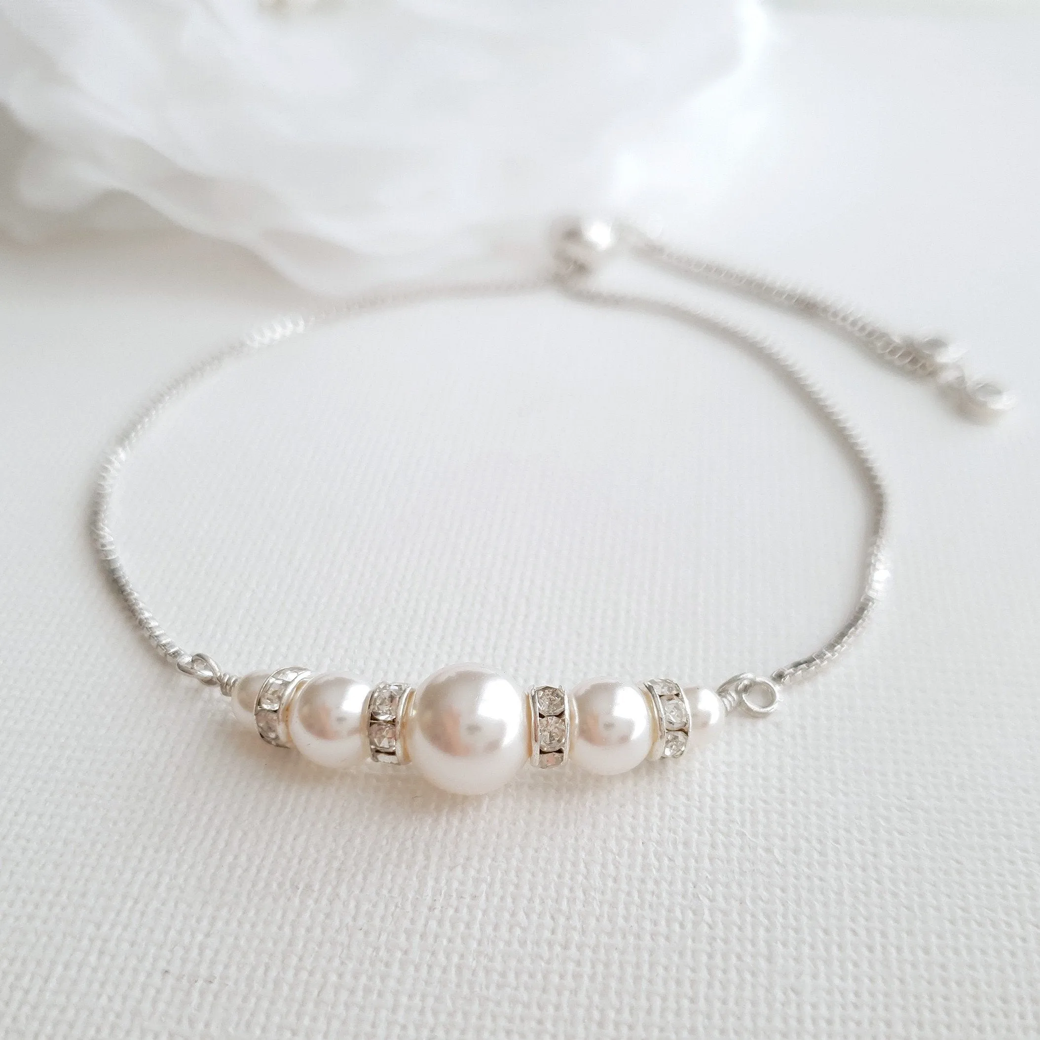 Rose Gold Pearl Bridal Bracelet- Ava