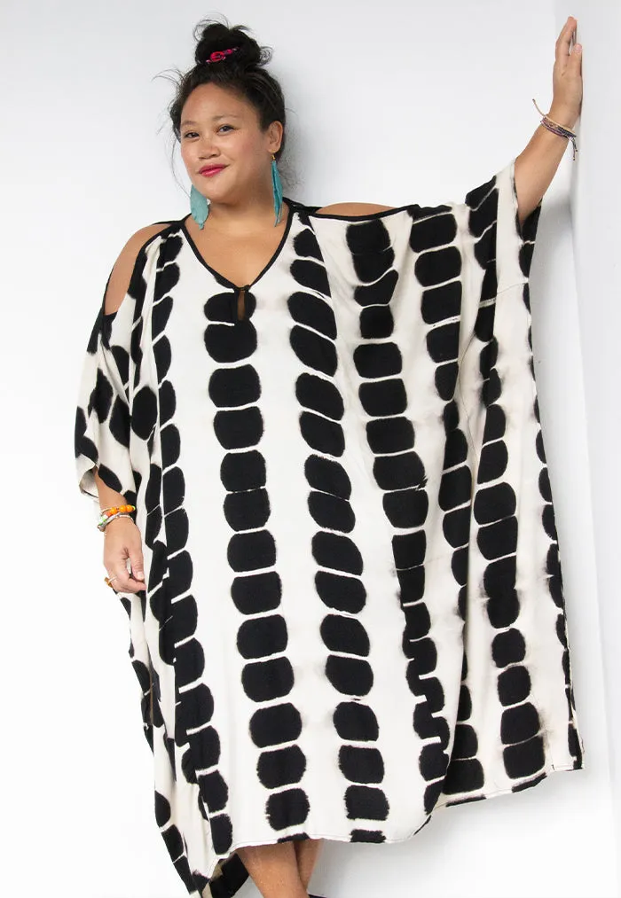 Roses & Rhinos Cream Spot Cold Shoulder Kaftan