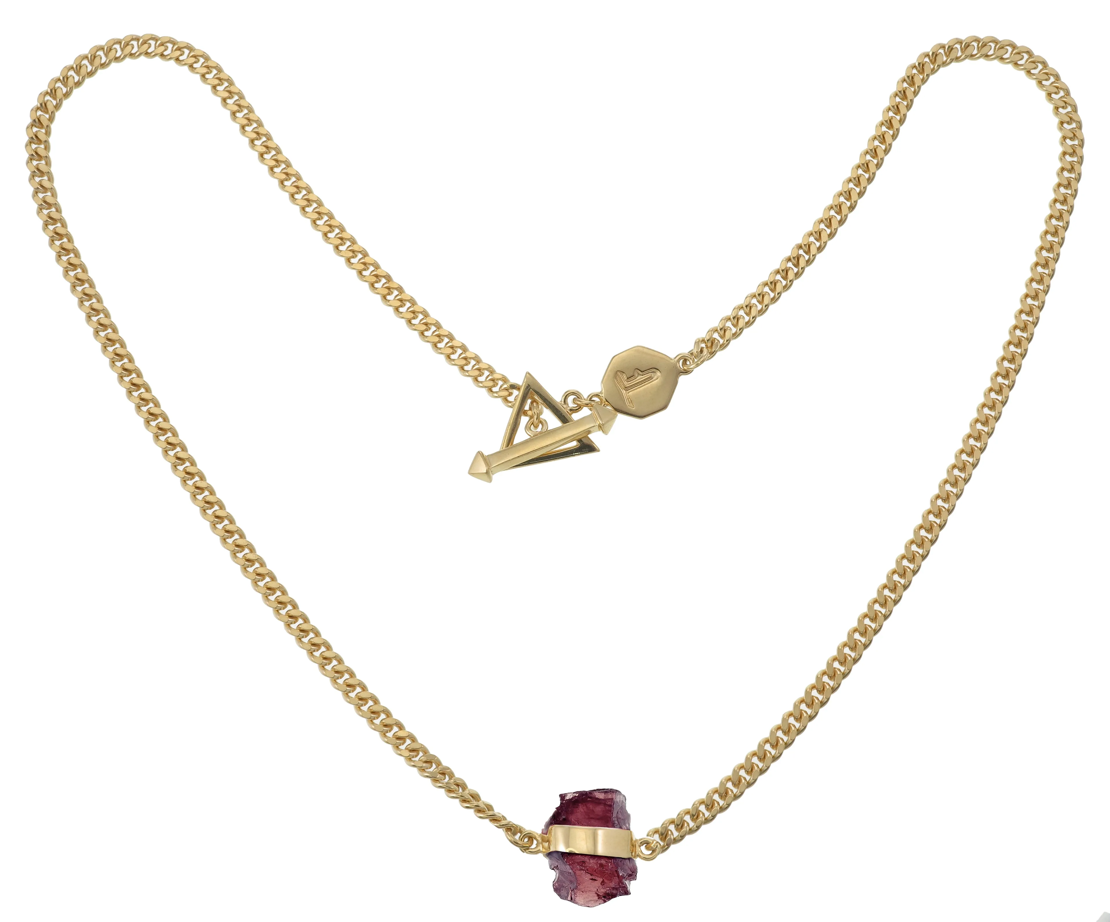 ROUGH GEM NECKLACE - GARNET - GOLD