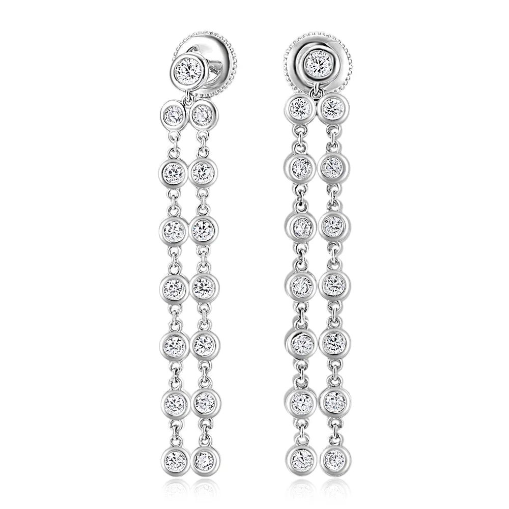 Round Brilliant drop earrings with 1.34 carats* of diamond simulants in sterling silver