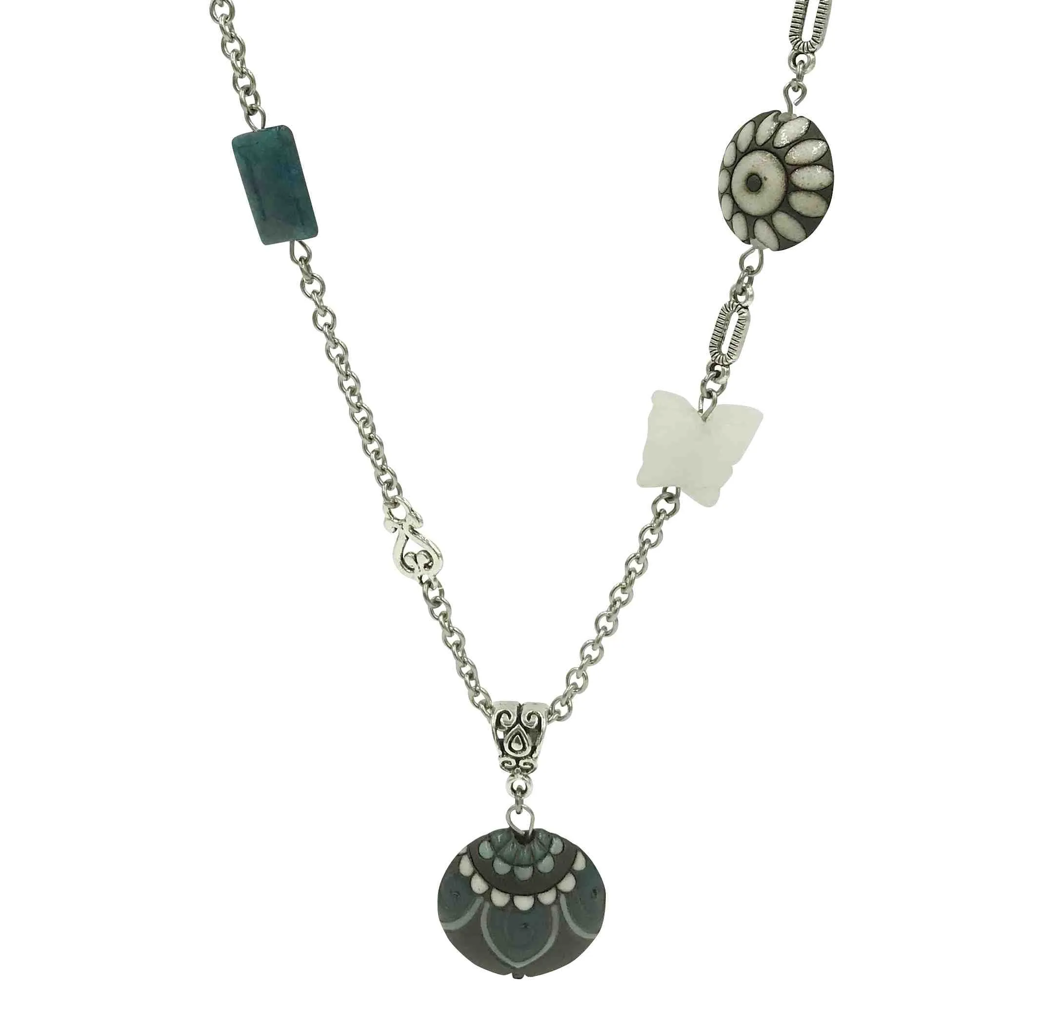 Round Pendant Necklace with Stainless Steel Chain