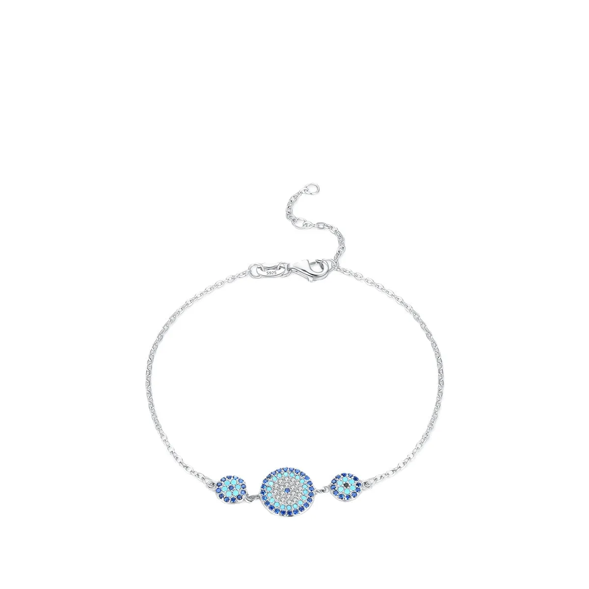 S925 Sterling Silver Turquoise Bracelet with Zircon Accents for Women