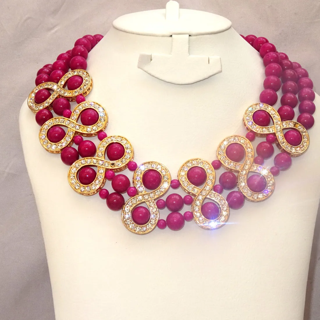 Sale Latest Design Purple Crystal Shinning Wedding Bridal Beads Jewellery Set