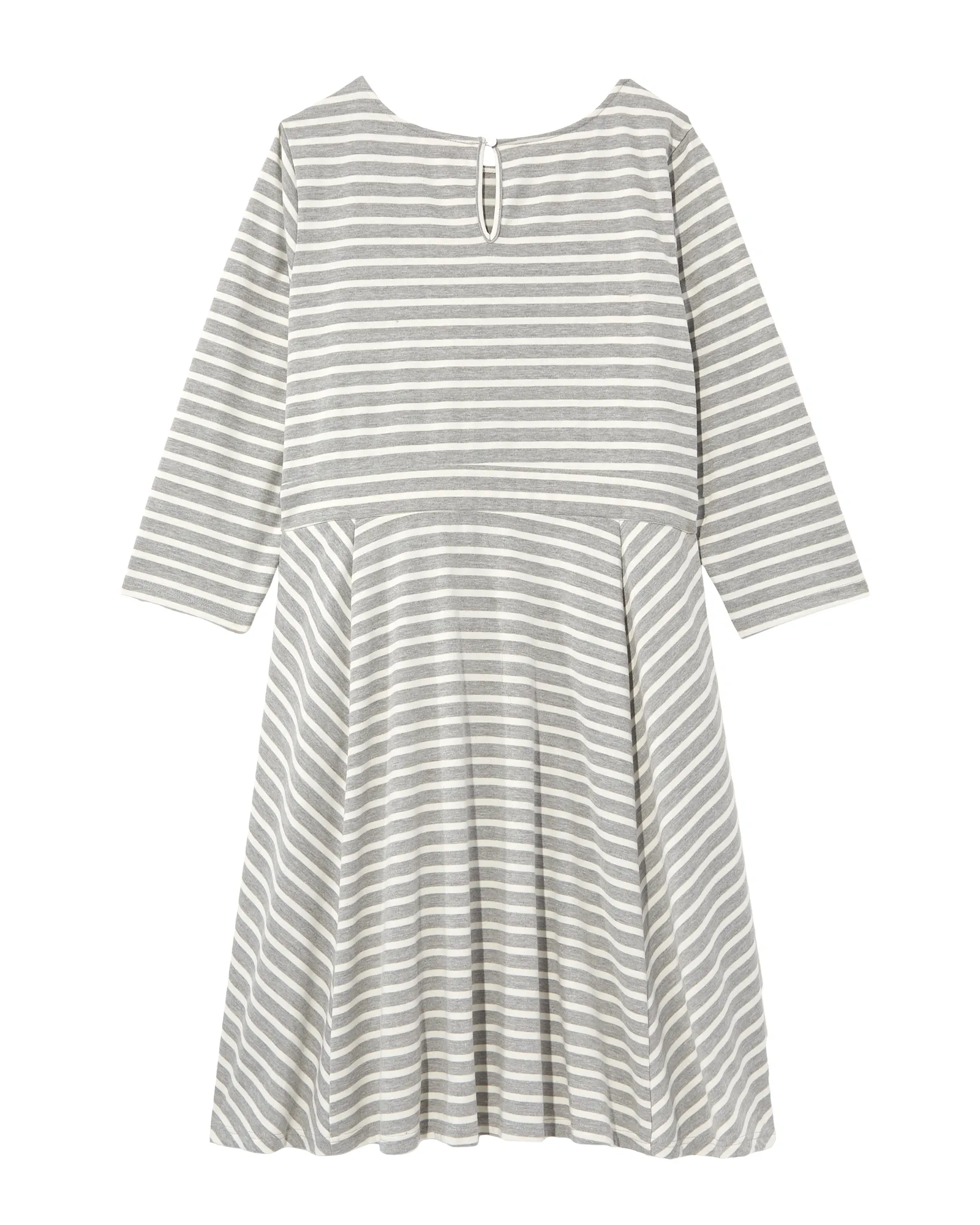 San Francisco 3/4 Sleeve Fit and Flare Stripe Mixing Dress | Light Grey