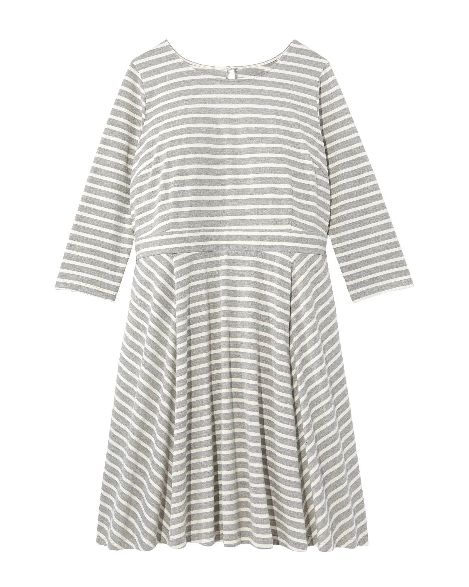 San Francisco 3/4 Sleeve Fit and Flare Stripe Mixing Dress | Light Grey