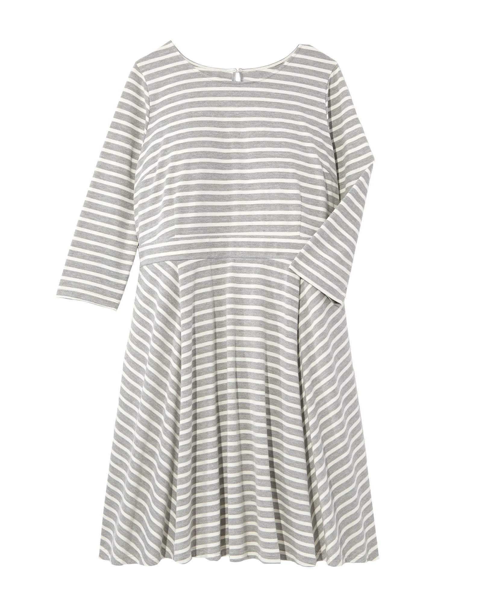 San Francisco 3/4 Sleeve Fit and Flare Stripe Mixing Dress | Light Grey