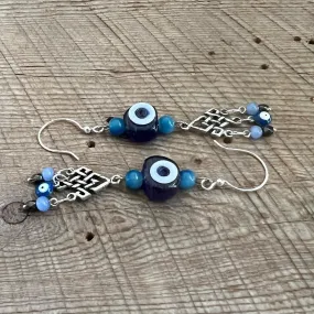 SariBlue® Evil Eye Celtic Knot Chandelier Earrings