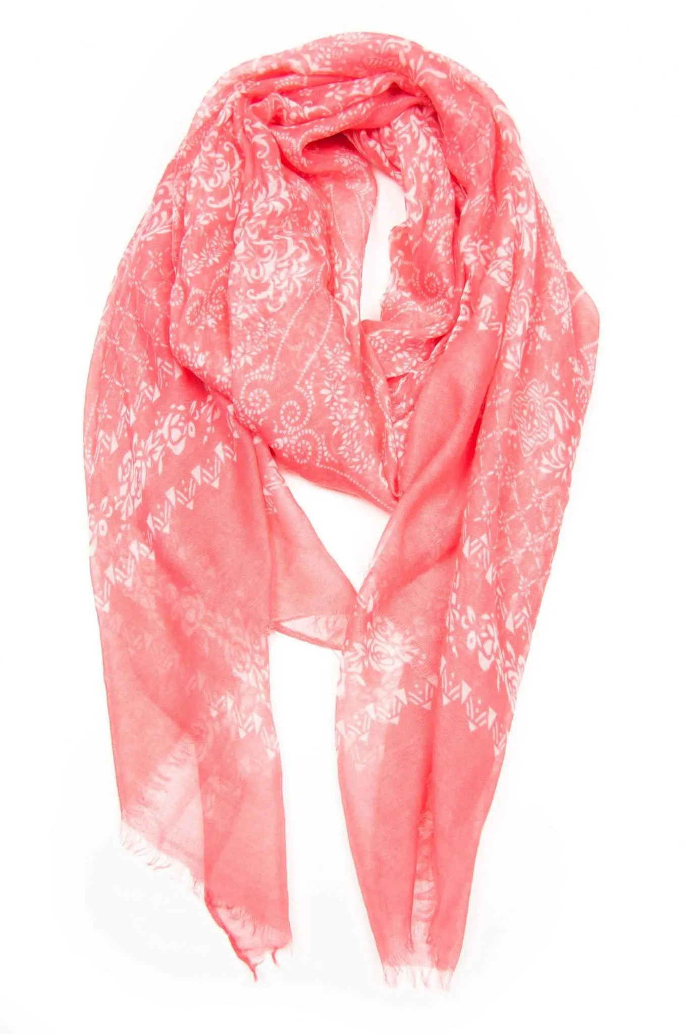 Scarf / Salmon Pink & White / Unisex