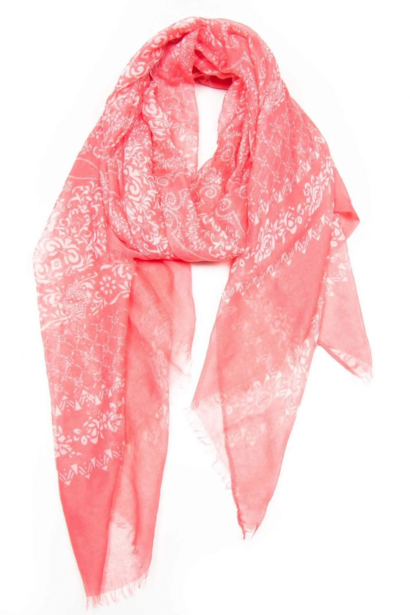 Scarf / Salmon Pink & White / Unisex