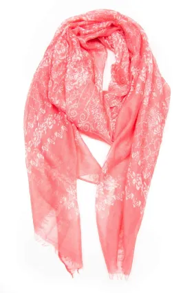 Scarf / Salmon Pink & White / Unisex