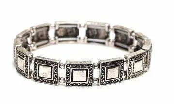 Scroll Square Bracelet Antique Silver