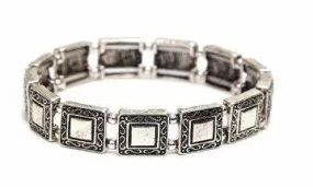 Scroll Square Bracelet Antique Silver