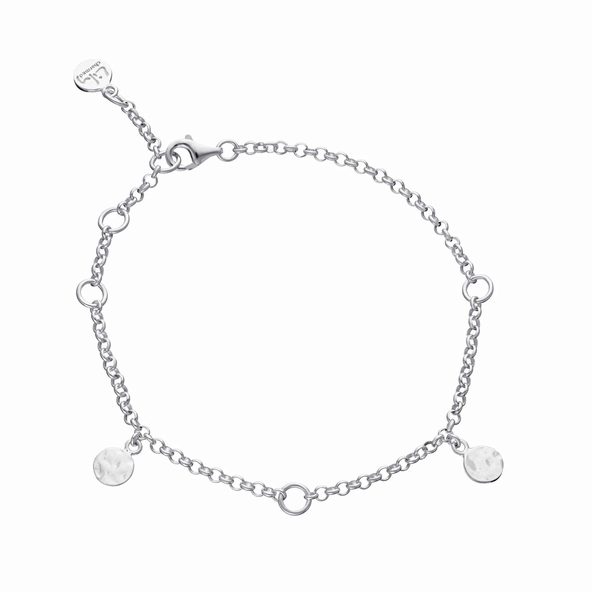 Silver 3 Station Charm Bracelet