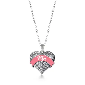 Silver Coral Mija Pave Heart Charm Classic Necklace