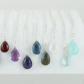 Silver Gemstone Solo Necklace