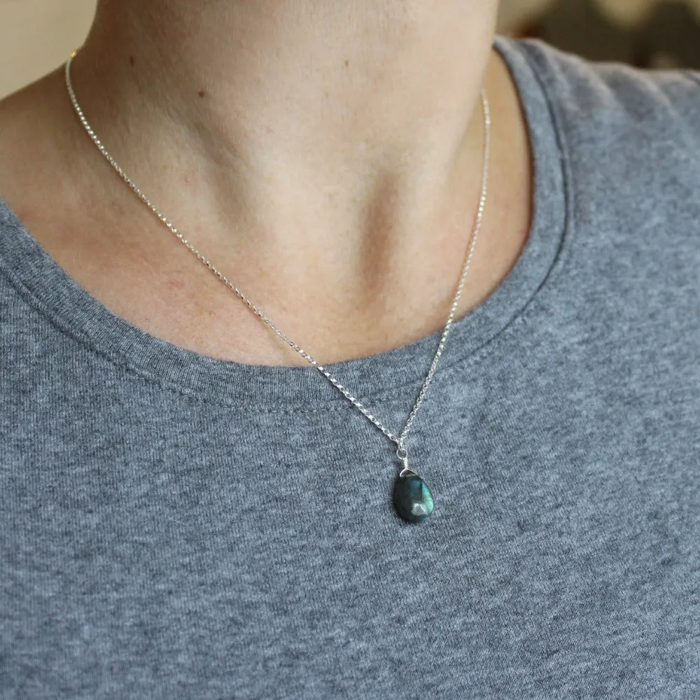 Silver Gemstone Solo Necklace